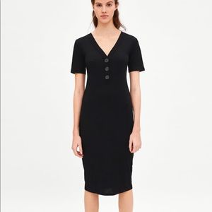 ZARA | Ribbed Dress with Buttons